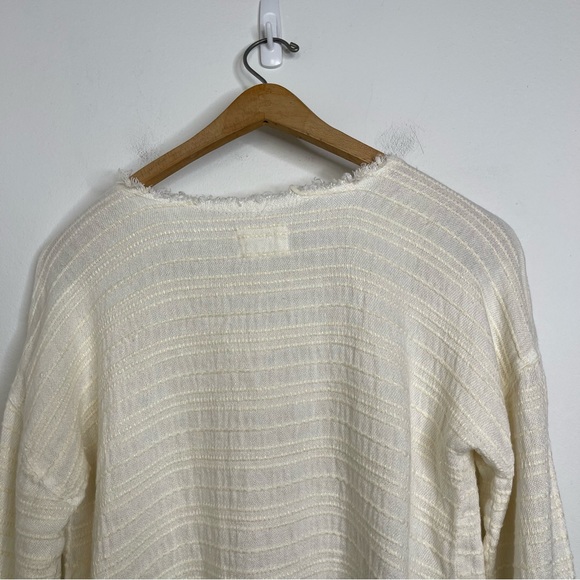 McGuire Linen Cotton Blend Split Long Sleeve Tie Top Blouse S Textured Luxury - Picture 13 of 16